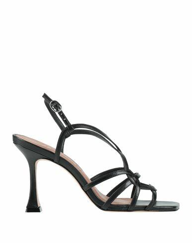 Vicenza) Woman Sandals Black Leather Cover