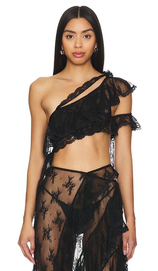 Yuhan Wang Lace Ruffled Top in Black Cover