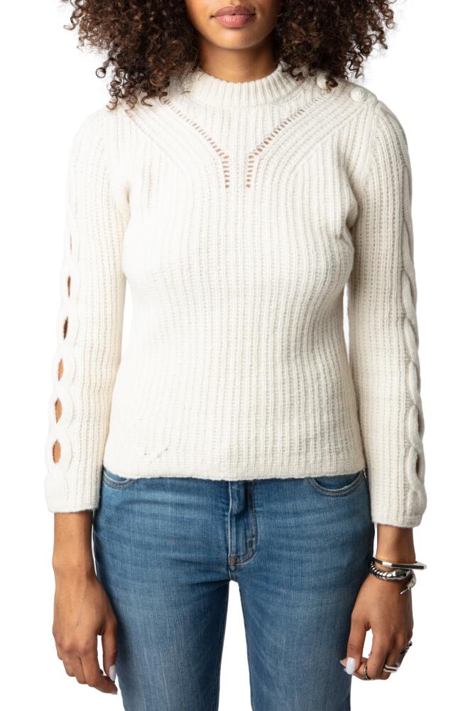 Zadig & Voltaire Sulky Open Stitch Merino Wool Sweater in Flake Cover