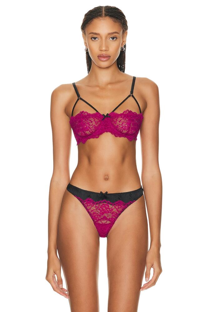 fleur du mal Roxy Lace Half Cup Bra in Fuchsia Cover