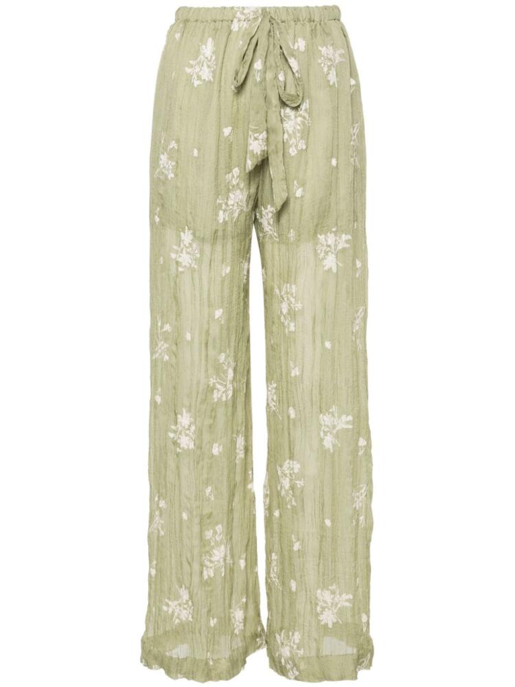 Sabina Musayev Jace semi-sheer wide-lega trousers - Green Cover