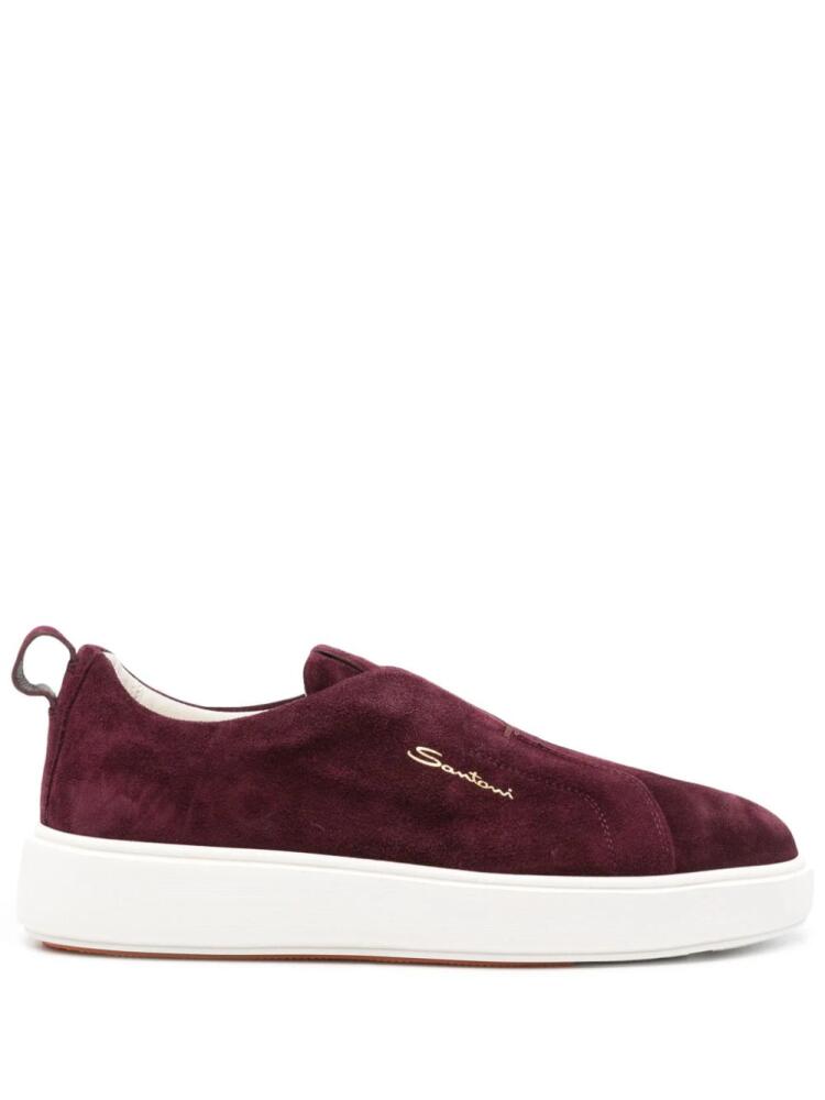 Santoni suede slip-on sneakers - Purple Cover