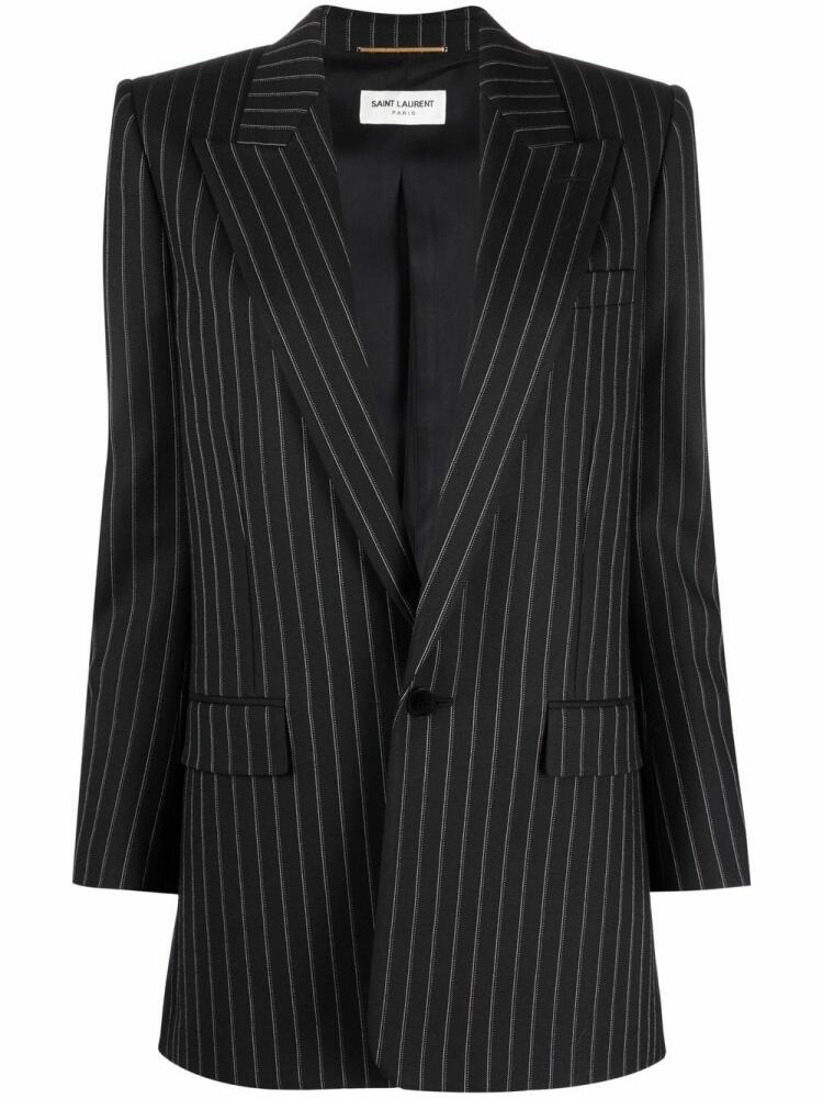 Saint Laurent pinstripe single-breasted blazer - Black Cover