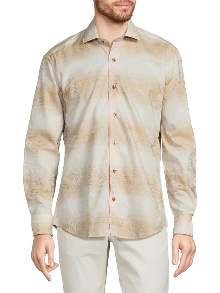 Bertigo Men's Print Faded Shirt - Tan Cover