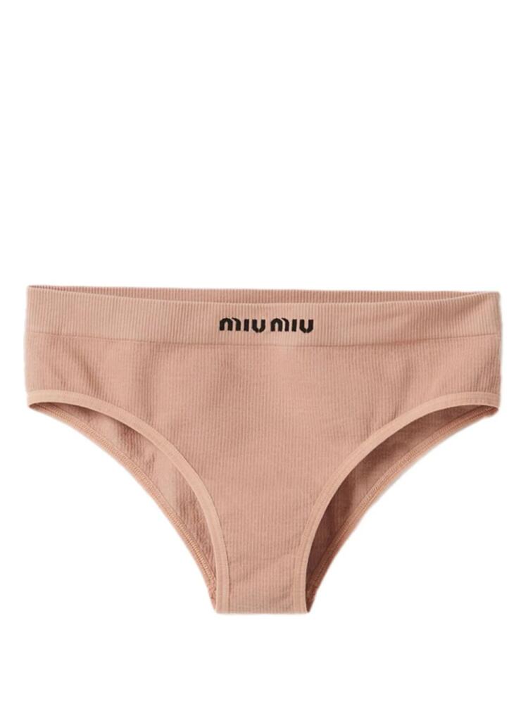 Miu Miu logo-waistband seamless briefs - Pink Cover