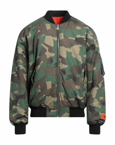 Heron Preston Man Jacket Military green Cotton, Linen Cover