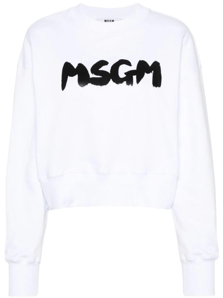 MSGM logo-print jersey sweatshirt - White Cover