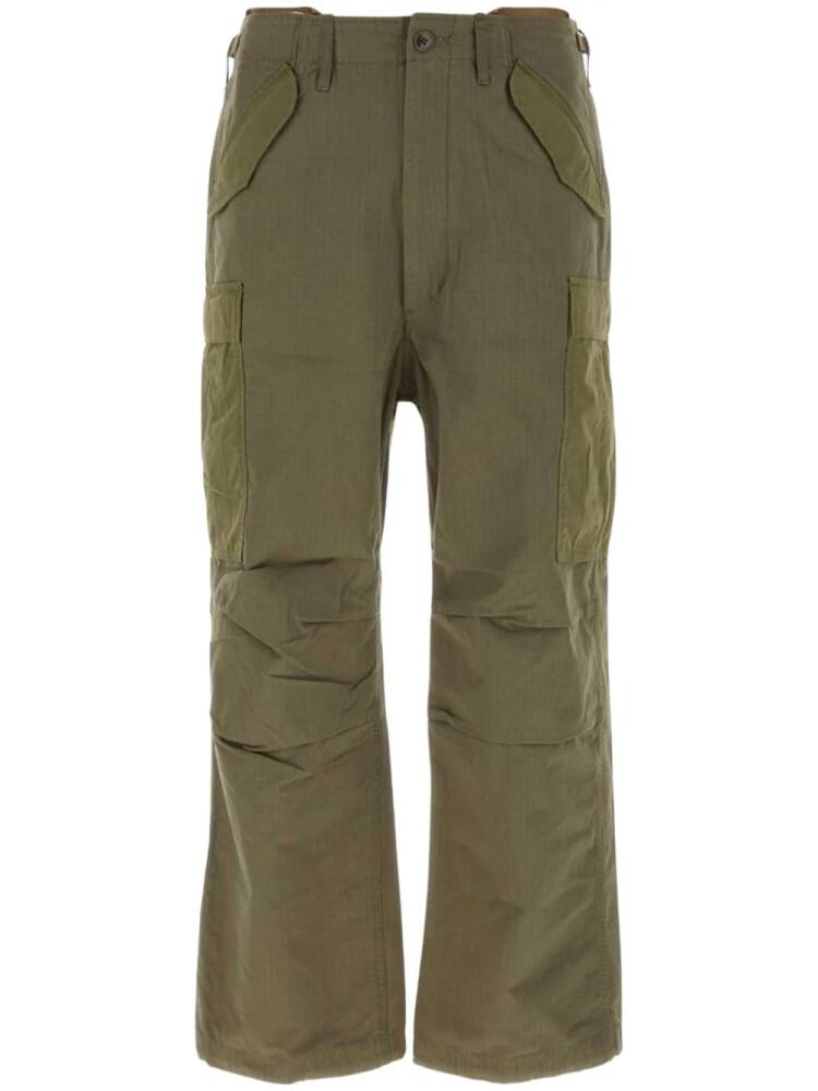 Nanamica knee-pleat straight-leg cargo trousers - Green Cover