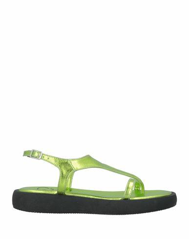 Oroscuro Woman Thong sandal Acid green Soft Leather Cover