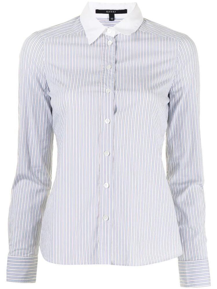 Gucci contrast collar stripe-pattern shirt - Blue Cover