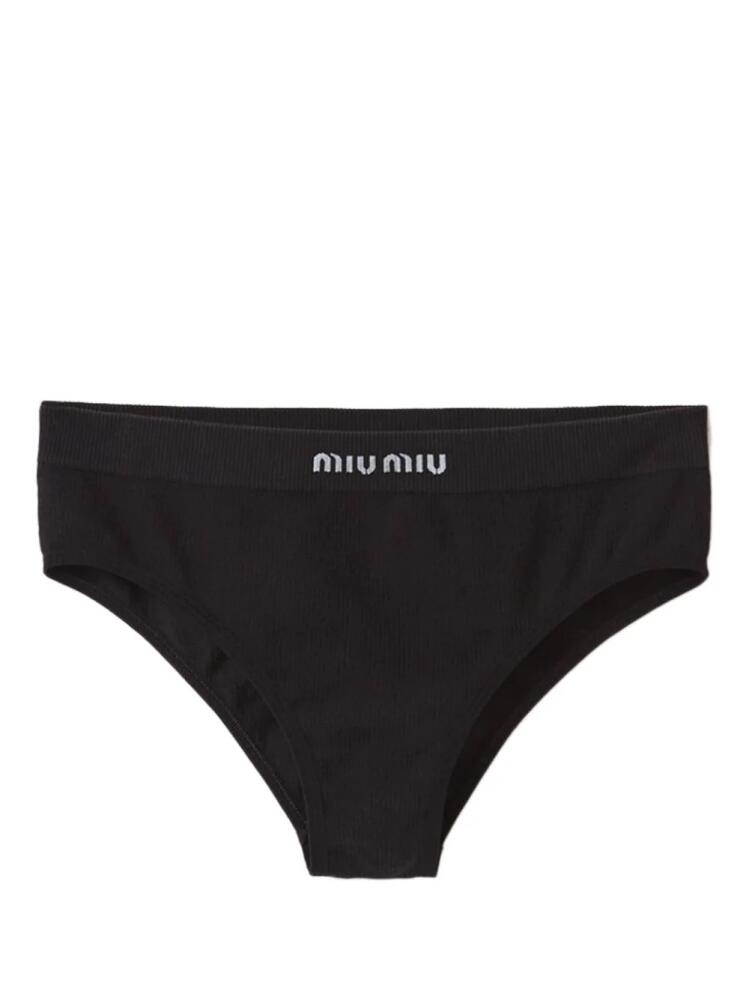 Miu Miu seamless ribbed cotton briefs - Black Cover