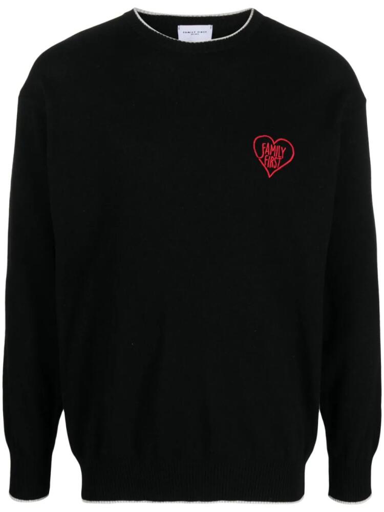 Family First embroidered-logo crew-neck jumper - Black Cover