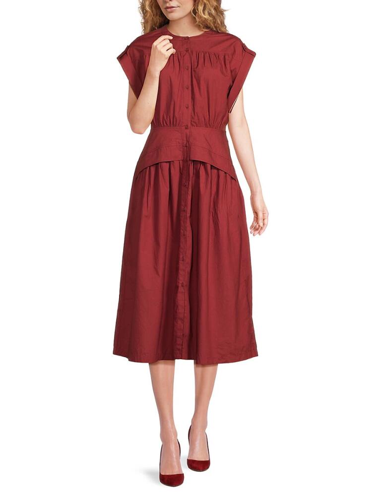 Area Stars Women's Button Down Midi Dress - Brick Cover