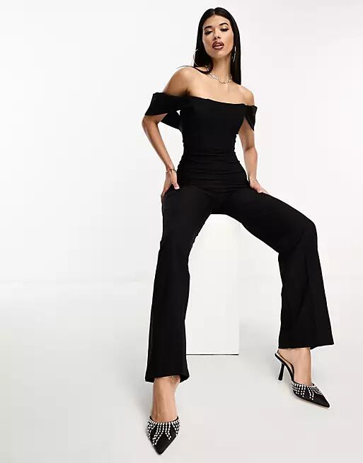 Trendyol off shoulder jumpsuit in black Cover