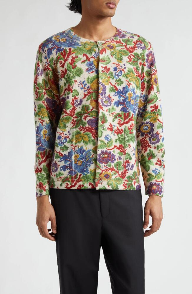 Bode Crystal Embellished Floral Wool Cardigan in Multi Cover