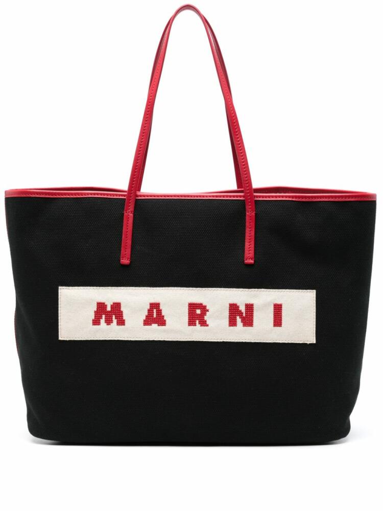 Marni small Janus canvas tote bag - Black Cover