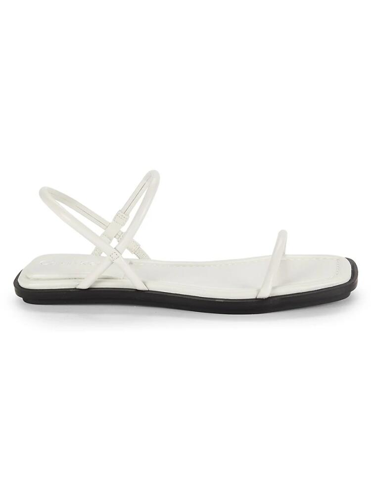 Calvin Klein Women's Prue Strappy Leather Flat Sandals - Ivory Cover