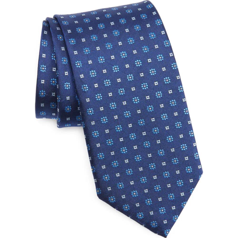 David Donahue Neat Geometric Silk Tie in Navy Cover