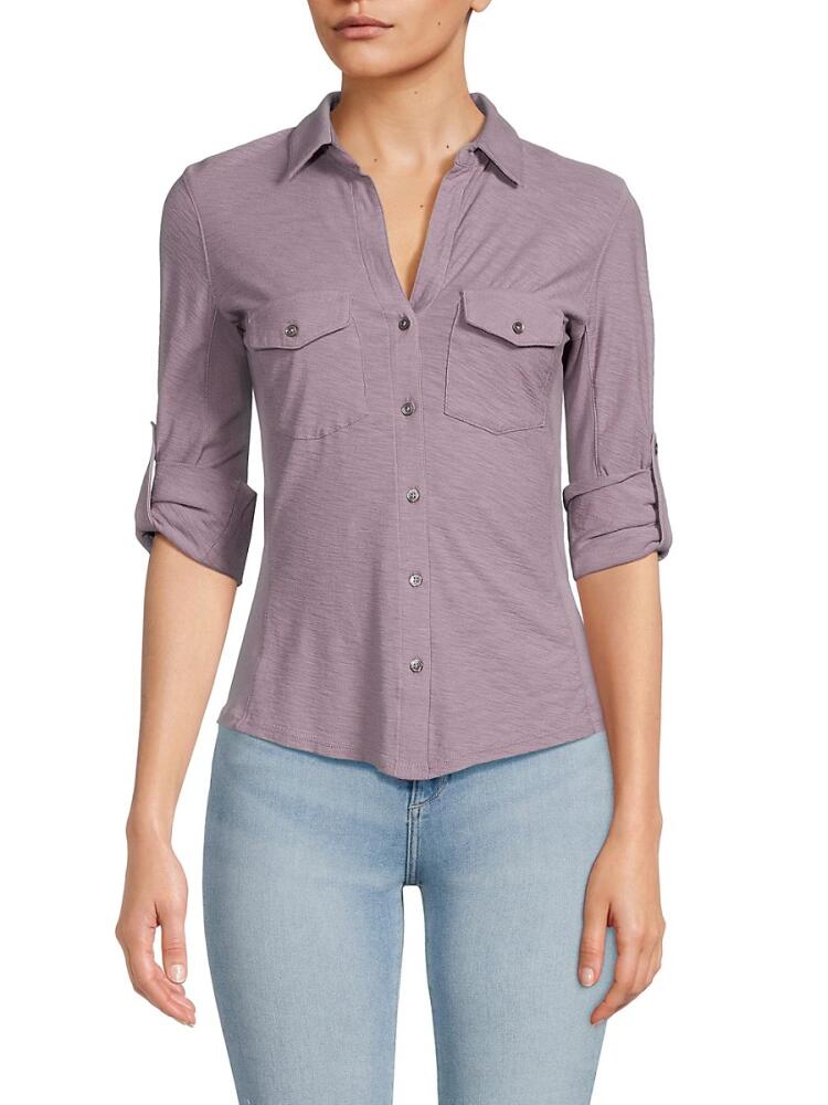 James Perse Women's Roll Tab Button Up Shirt - Tyrian Cover