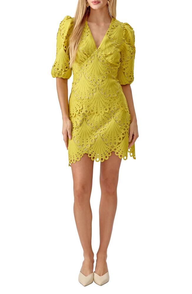 Adelyn Rae Harper Lace Minidress in Cyber Lime Cover