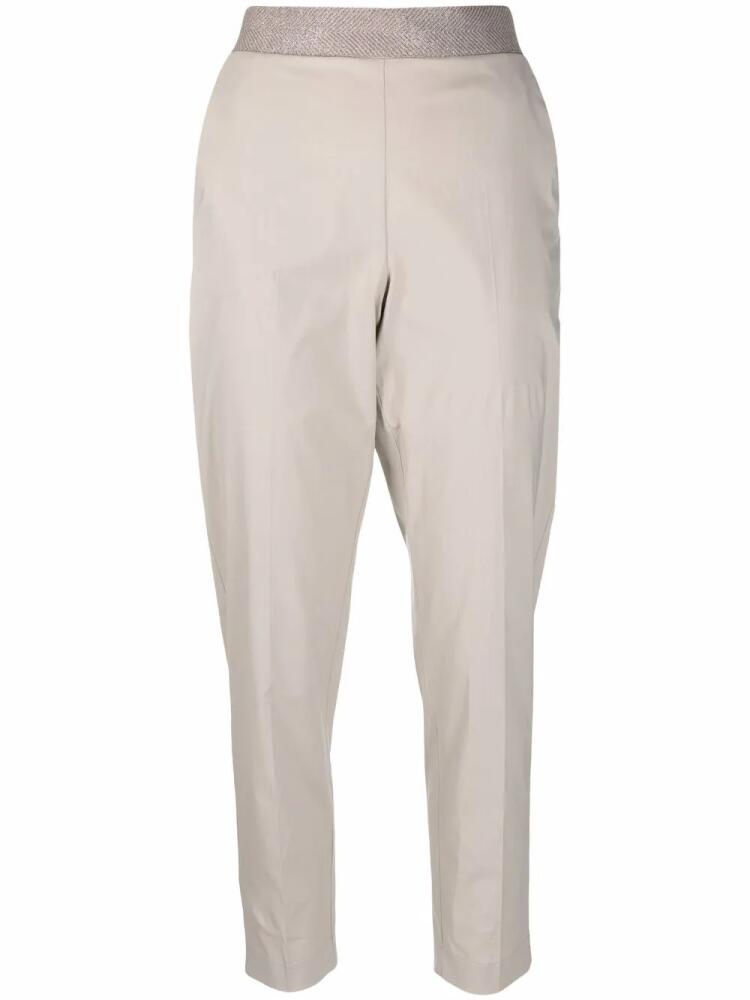 Le Tricot Perugia contrast-waist tapered trousers - Neutrals Cover