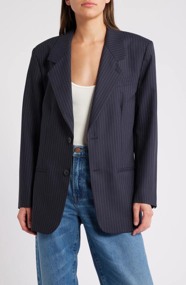 FRAME Grandfather Pinstripe Blazer in Navy Multi Cover