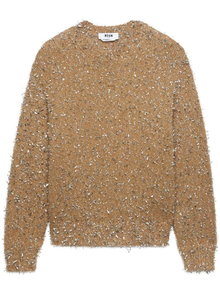 MSGM metallic detailing crew neck jumper - Neutrals Cover