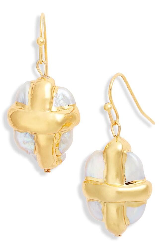 Karine Sultan Wrapped Pearl Drop Earrings in Gold Cover