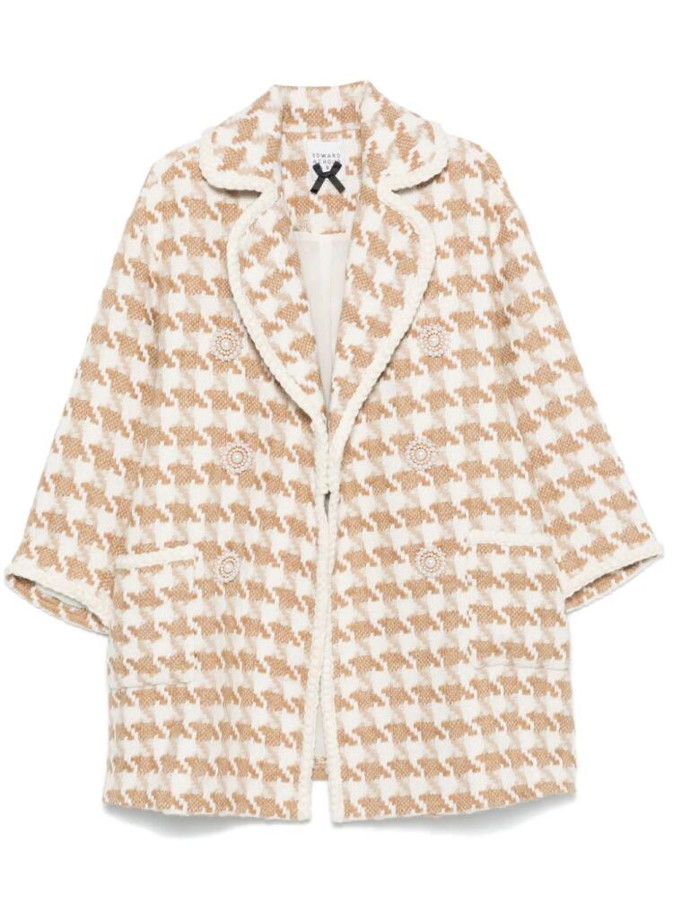 Edward Achour Paris houndstooth coat - Neutrals Cover