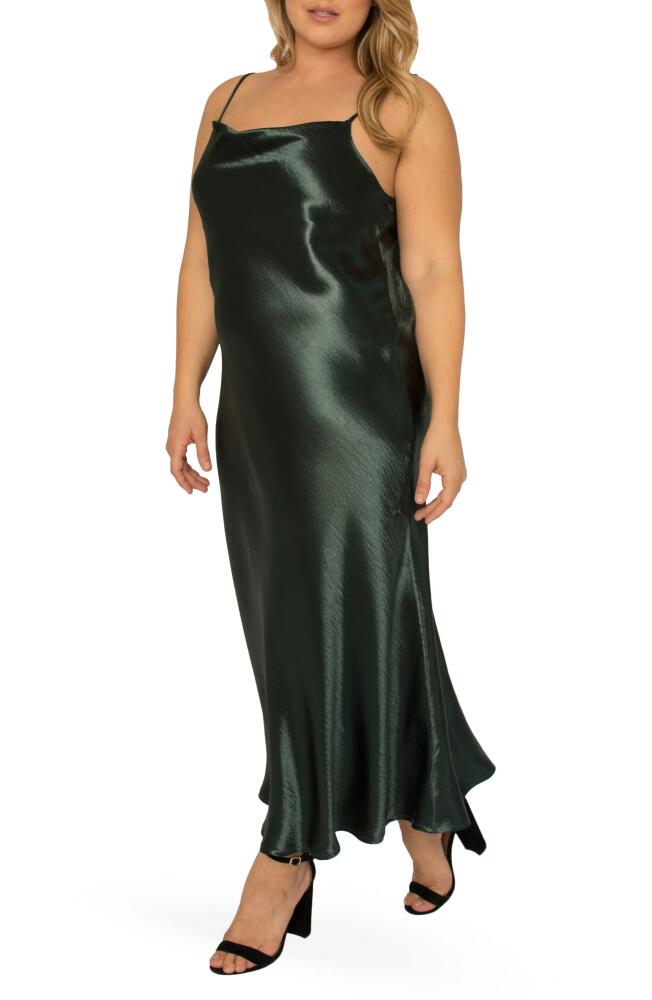 Standards & Practices Cowl Neck Satin Slipdress in Green Cover