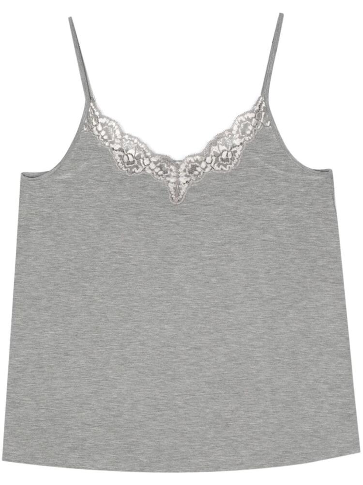 Hanro lace-trim spaghetti strap top - Grey Cover