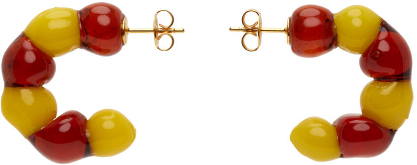 LEVENS JEWELS Brown & Yellow Ball Hoop Earrings Cover