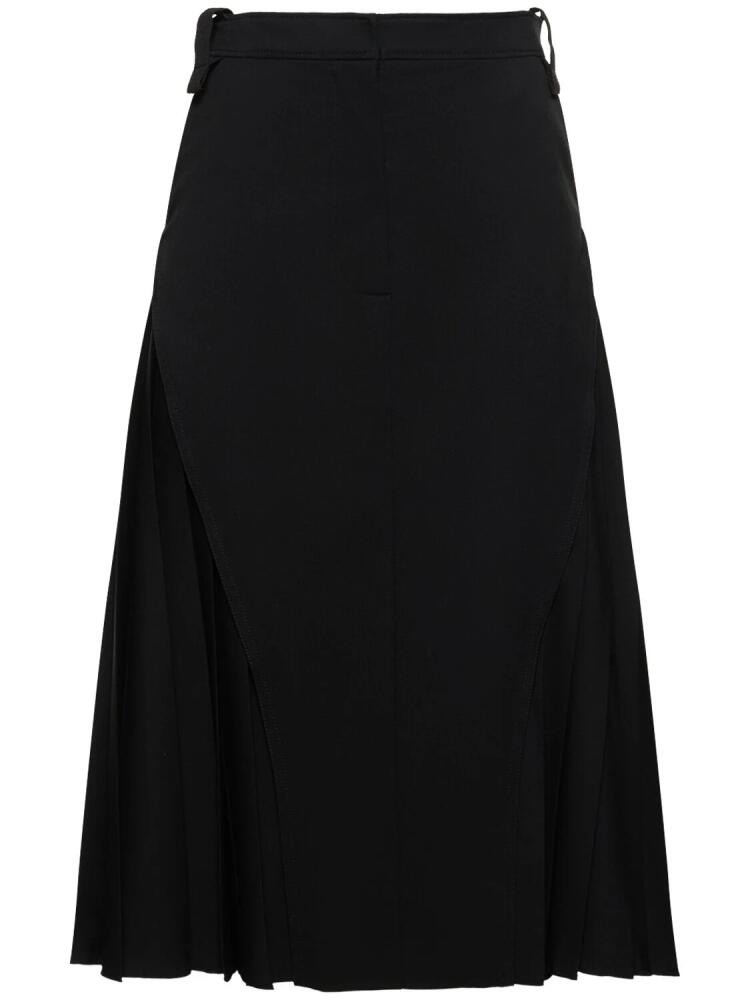 FERRARI Wool Blend Midi Skirt With Pleats Cover