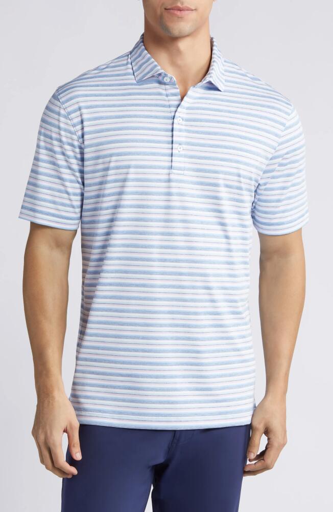 johnnie-O Harty Stripe Performance Golf Polo in Monsoon Cover