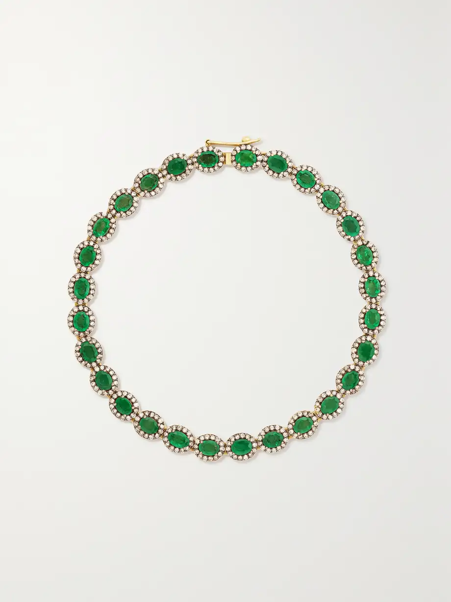 Amrapali London - Rhodium-plated And 18-karat Gold, Emerald And Diamond Bracelet - Green Cover