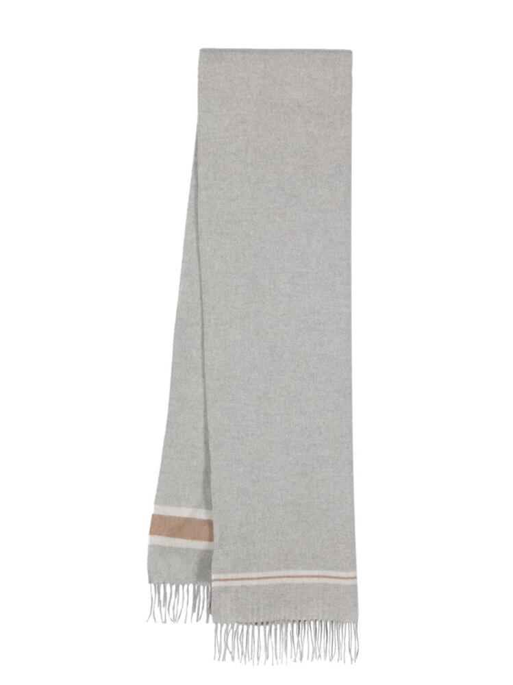 Eleventy stripe-detail linen scarf - Grey Cover