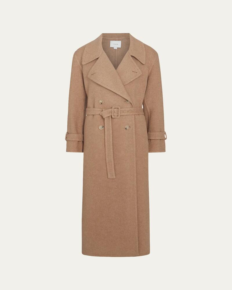 Vince Belted Long Wool-Blend Coat Cover