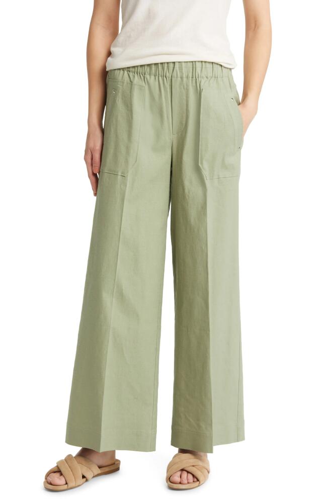 Wit & Wisdom High Waist Wide Leg Linen Blend Pants in Pistachio Cover