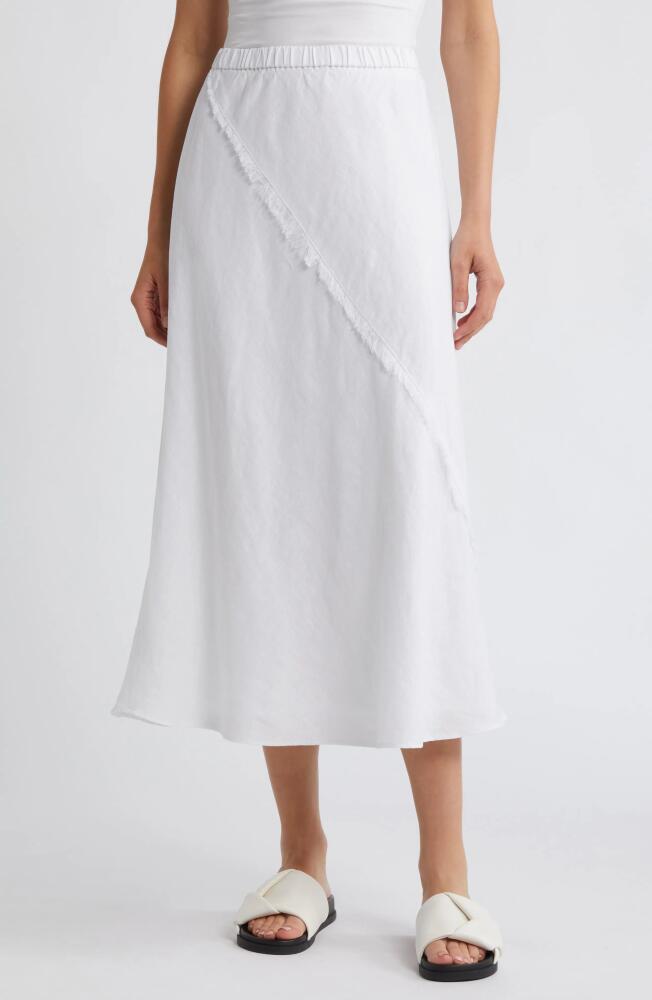 DKNY Linen Midi Skirt in White Cover