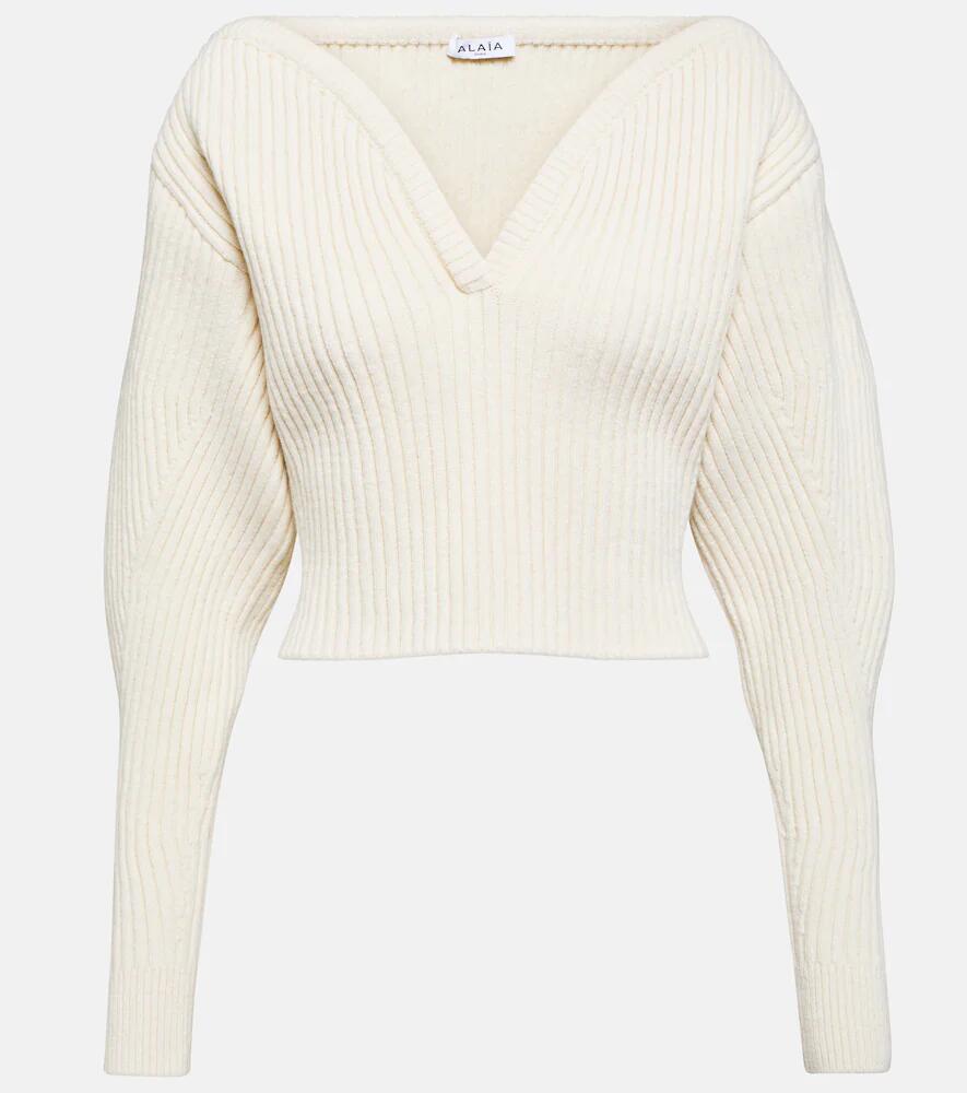 Alaïa Ribbed-knit wool-blend sweater Cover