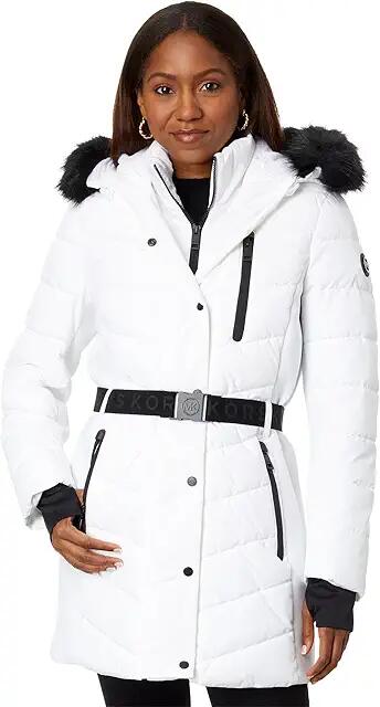 MICHAEL Michael Kors Belted Active Puffer A421168C (White) Women's Clothing Cover