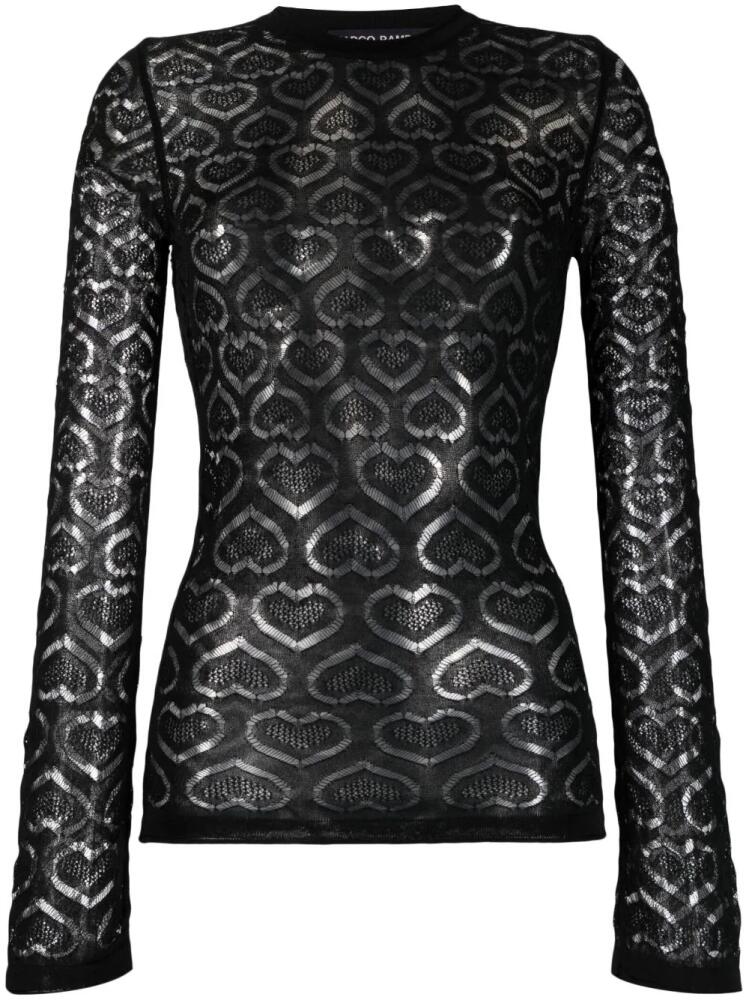 Marco Rambaldi long-sleeve open-knit top - Black Cover