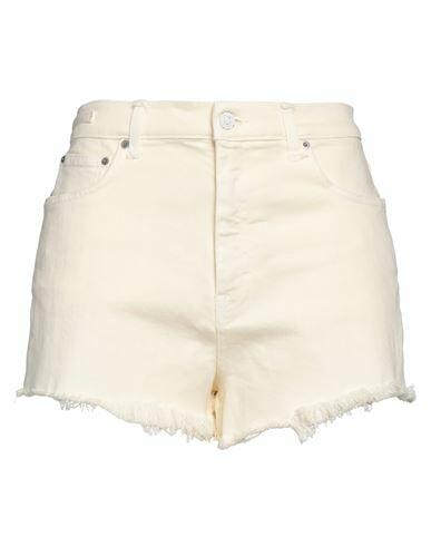 Haikure Woman Denim shorts Cream Cotton, Elastane Cover