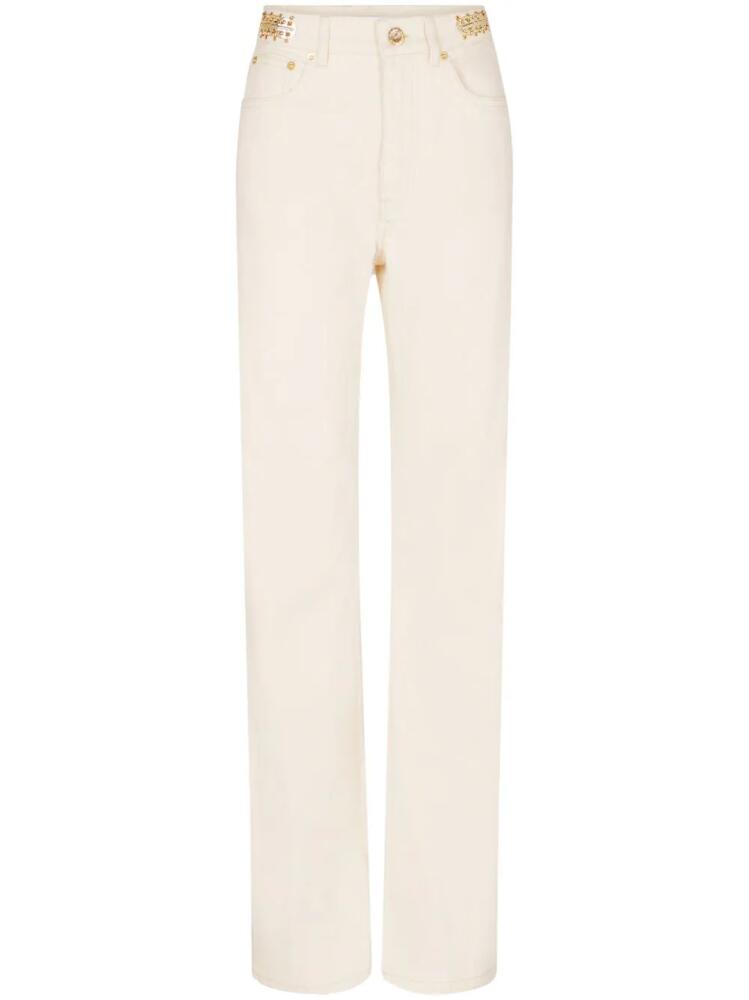 Rabanne Disc-embellished straight-leg trousers - White Cover