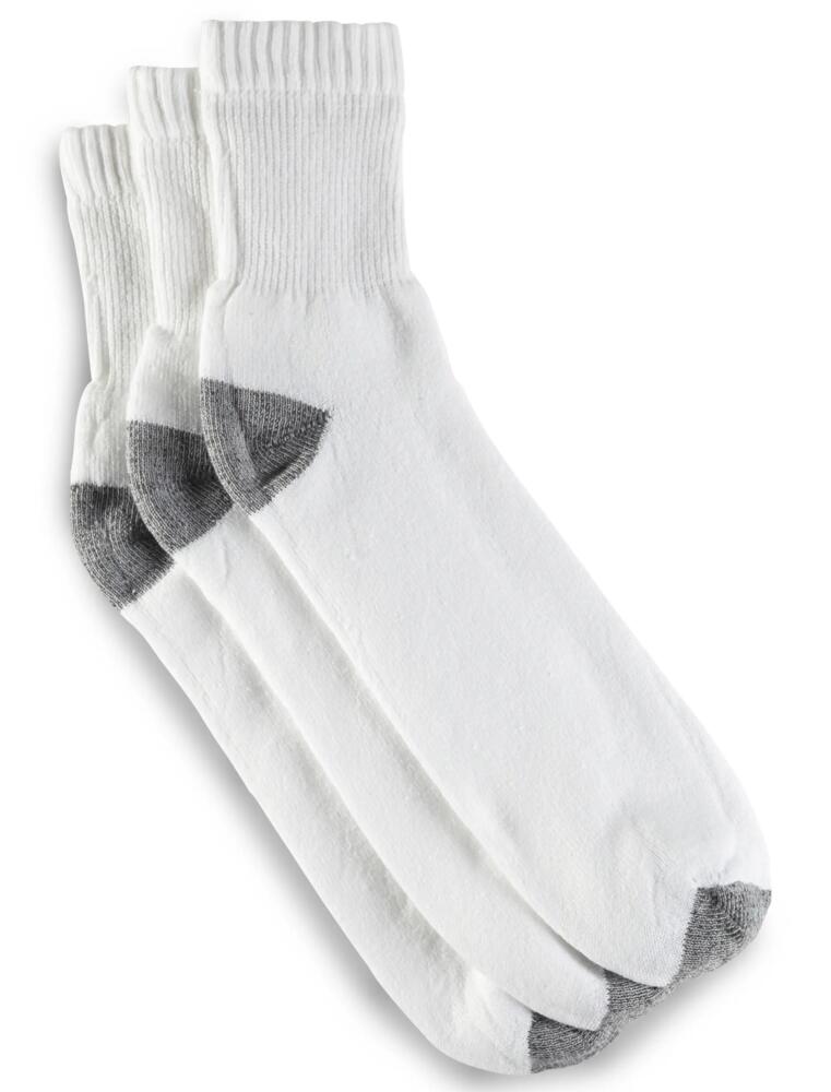 Harbor Bay by DXL Continuous Comfort 3-pk Quarter Crew Socks in White Cover