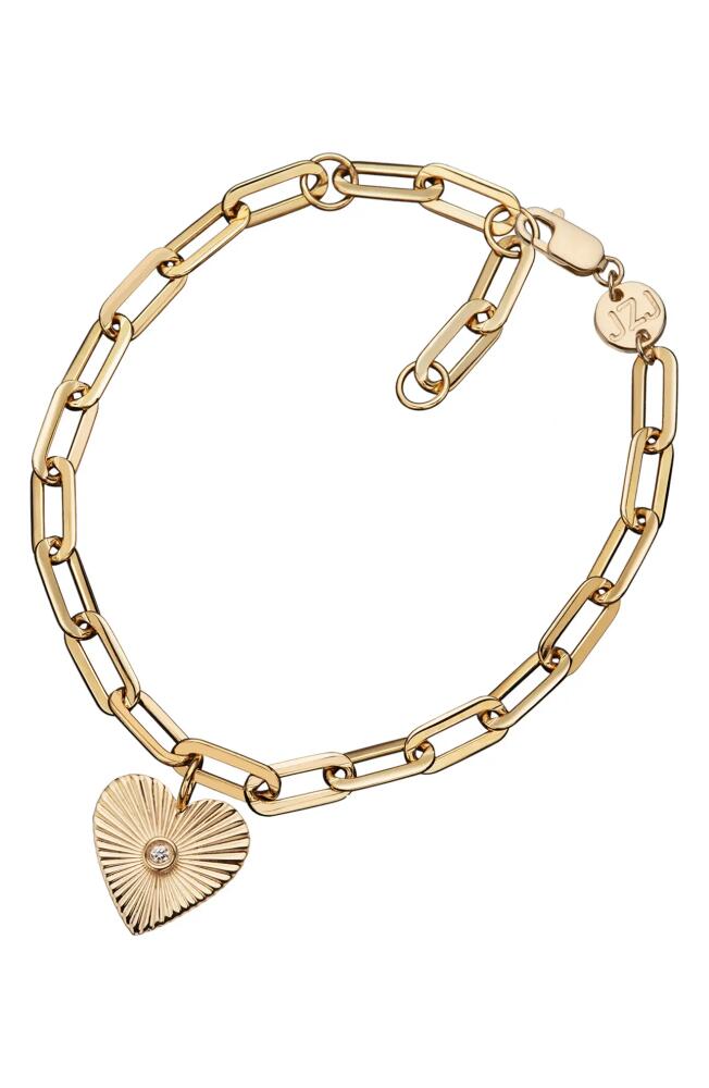 Jennifer Zeuner Malin Heart Charm Bracelet in 14K Yellow Gold Plated Silver Cover