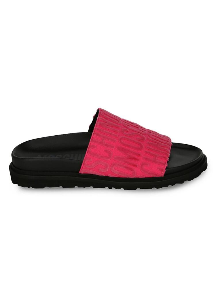 Moschino Women's Logo Lug Sole Pool Slides - Fuchsia Cover