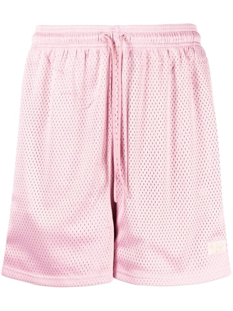 Advisory Board Crystals logo-embroidered mesh track shorts - Pink Cover