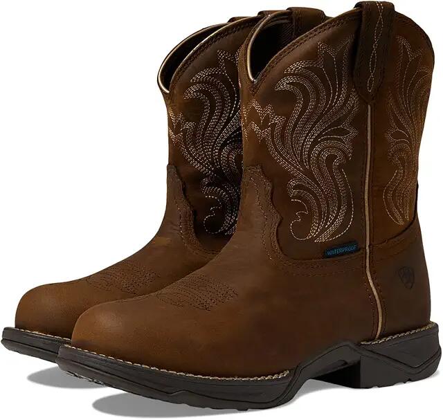 Ariat Anthem Round Toe Shortie Waterproof Western Boot (Glazed Brown) Women's Shoes Cover