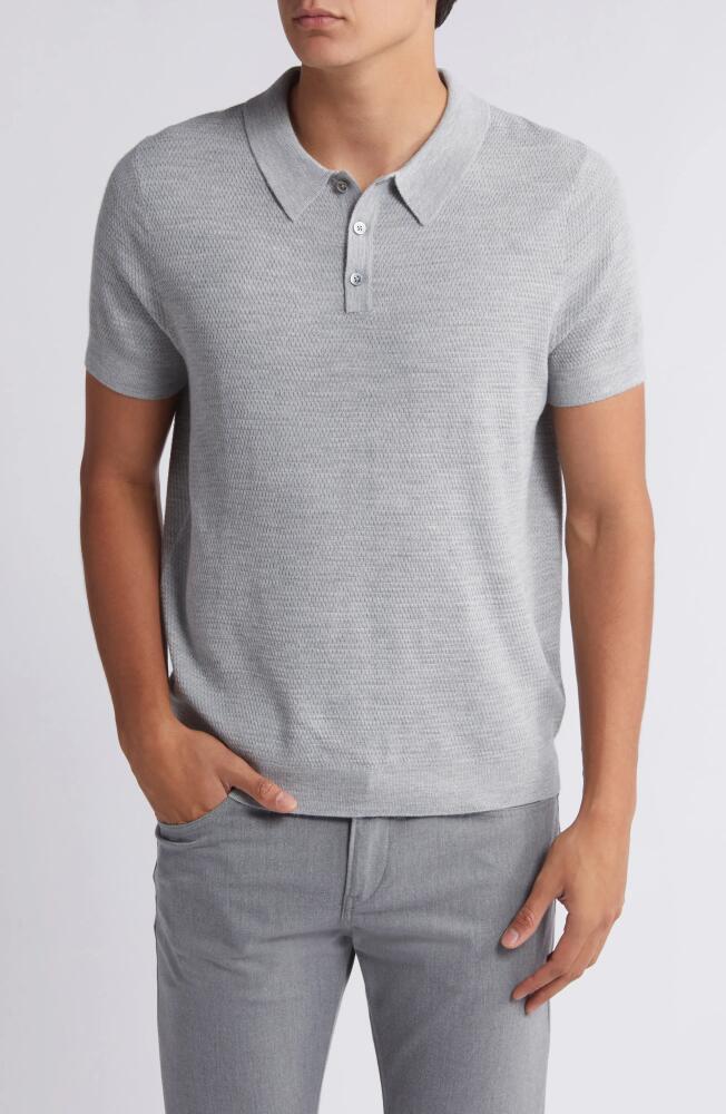 Nordstrom Short Sleeve CoolMax® & Wool Polo Sweater in Grey Heather Cover